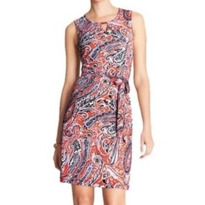Ann Taylor orange blue paisley sleeveless dress